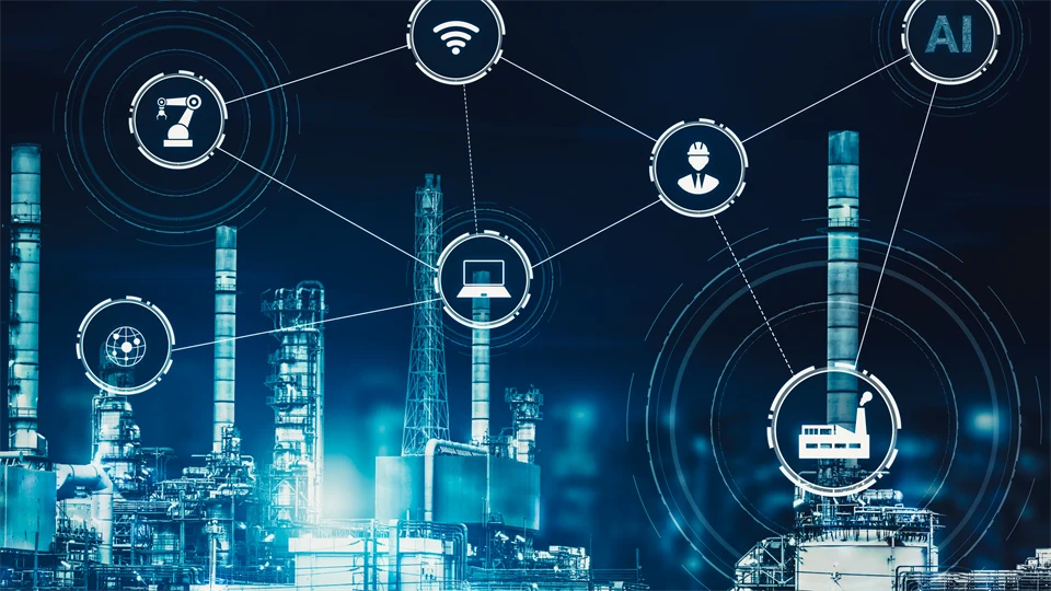 Teknikkoncept för industri 4.0 - Smart fabrik för fjärde industriella revolutionen
