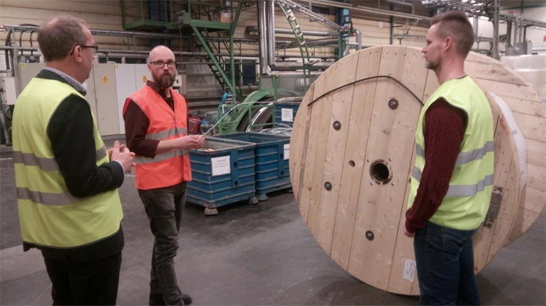 Roger Färlin, Johan Sidén, Torbjörn Jonsson på företagsbesök Hexatronics