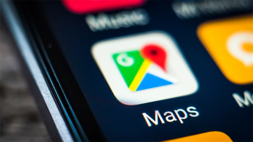 Googlemapsikon på en mobilskärm