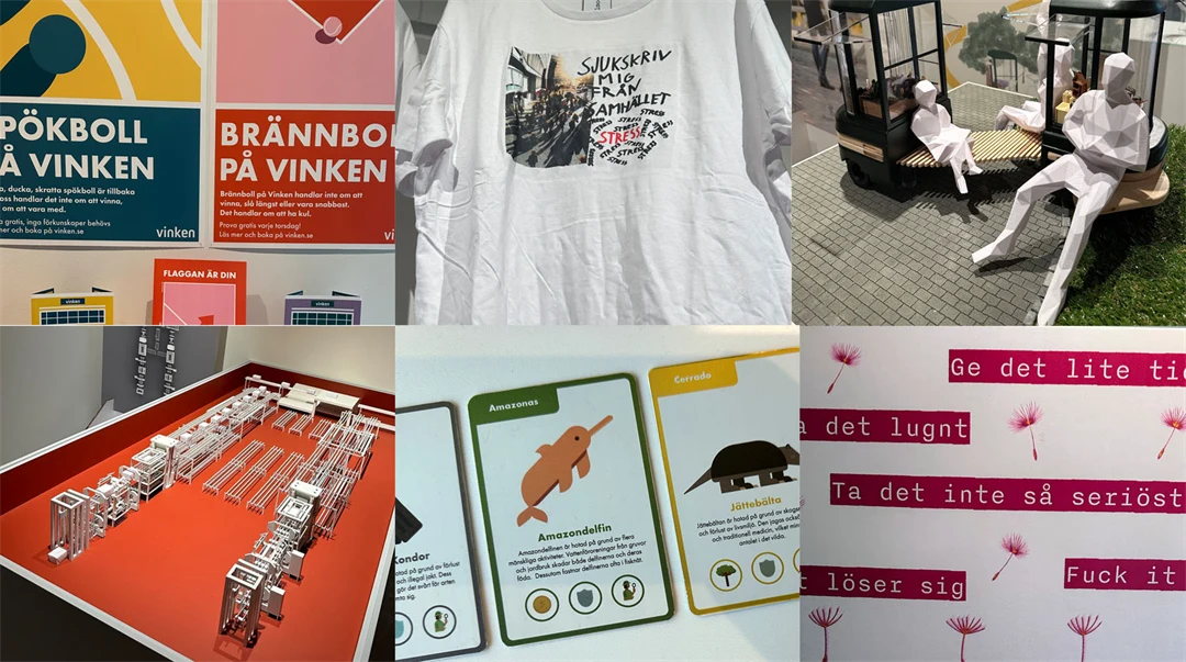 Flera olika bilder på designprodukter i ett collage