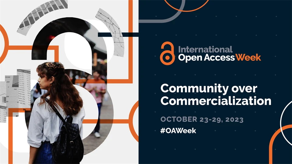 person mer dyggsäck och text om Open access week 2023