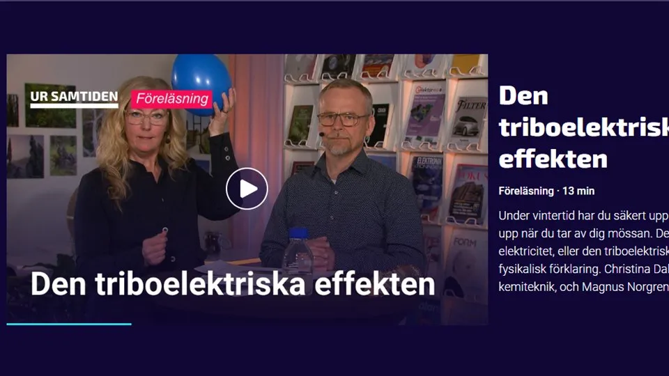 Skärmdump från hemsidan för UR samtiden. Visar forskarna Christina Dahlström och Magnus Norgren.