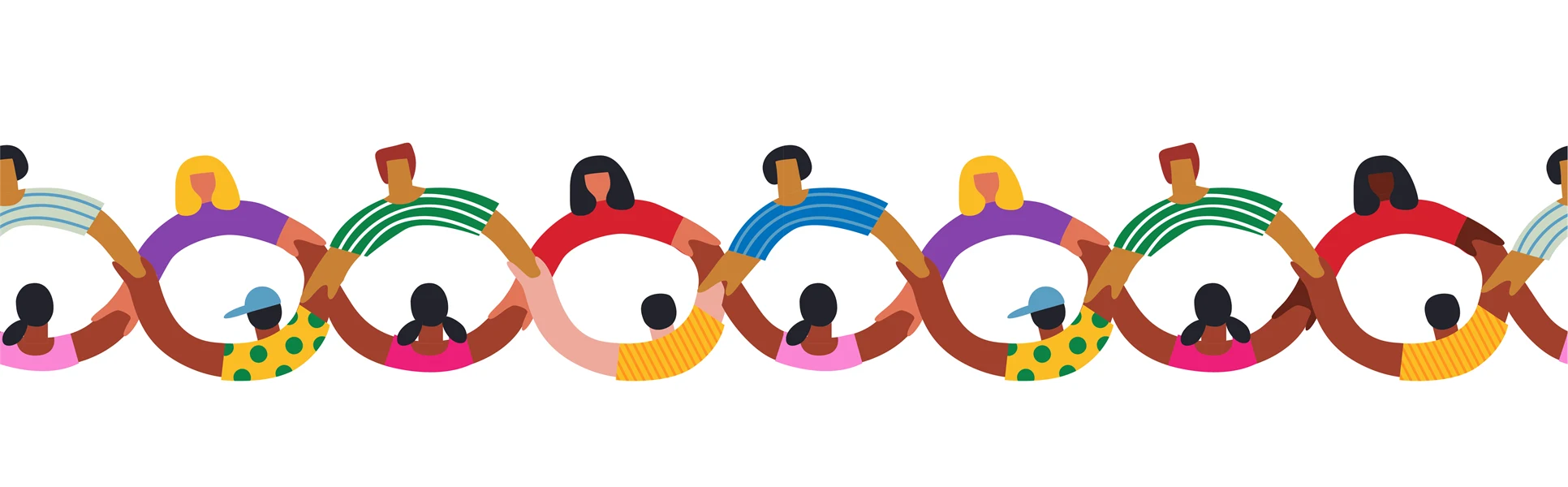 Tecknad bild där människors armar bildar en kedja