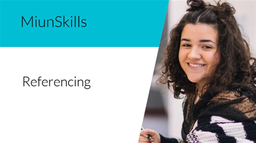 Text MiunSkills Referencing Image a happy girl