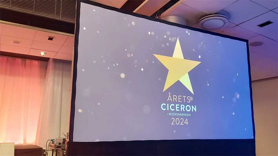 Bildskärm med texten Årets ciceron i besöksnäringen 2024