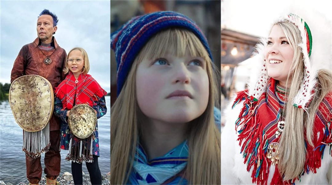 Bildkollage på tre samiska bilder