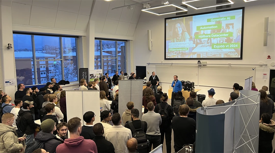 a gathering of students and companies at a venue