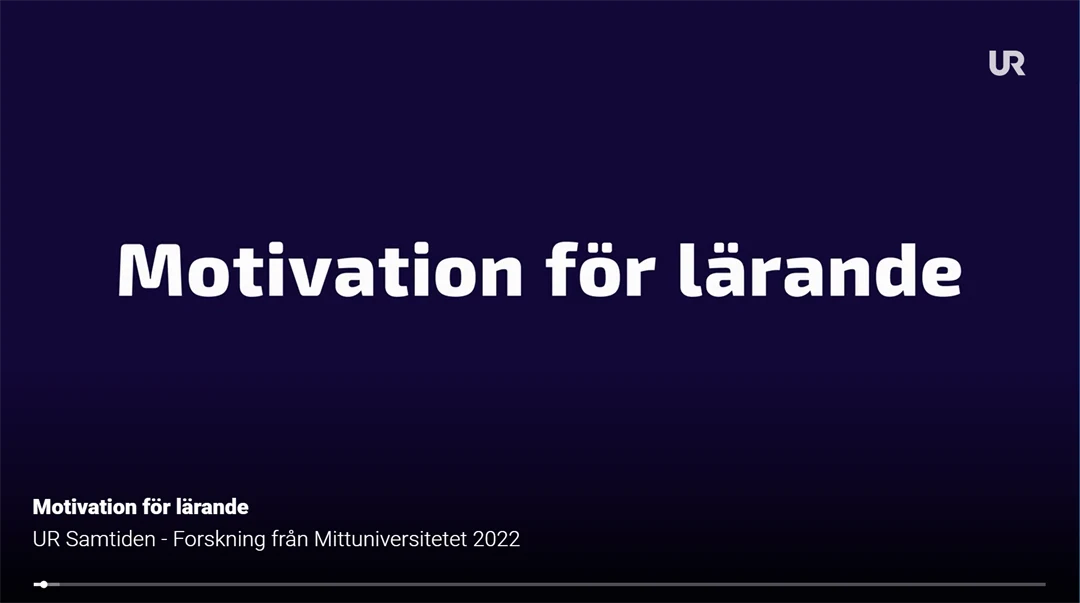 Skärmbild från TV-inslag med texten Motivation för lärande.