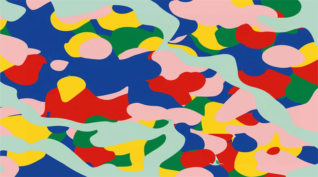 An abstract painting with many colors