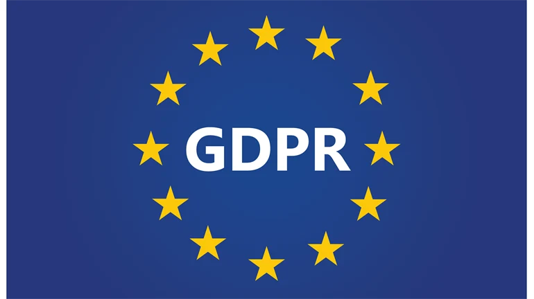 GDPR - General Data Protection Regulation. EU flag with stars