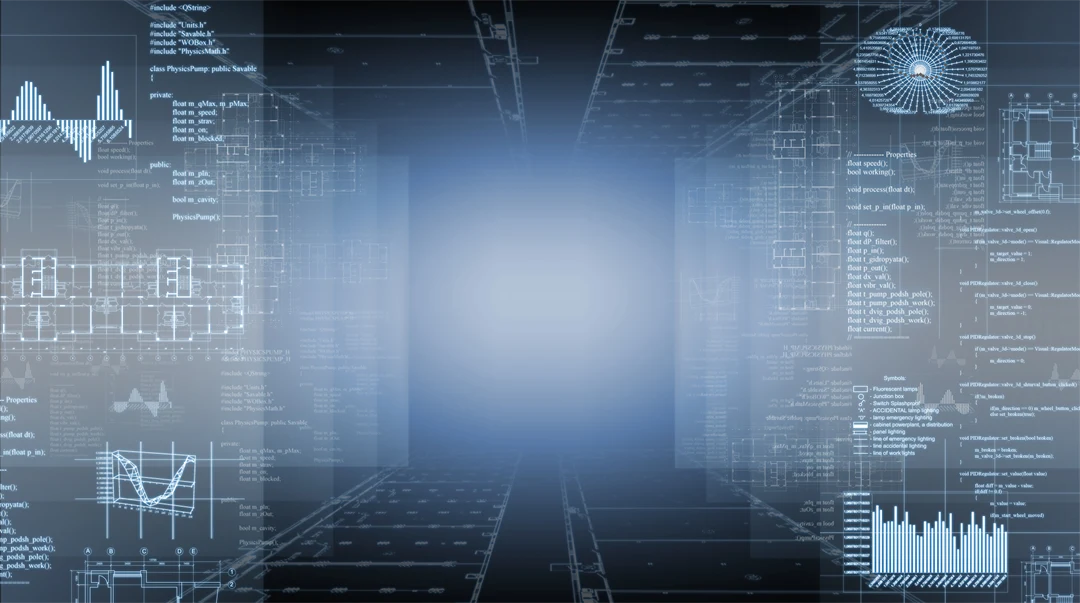 Högteknologiska ritningar och grafik på en blå bakgrund. Begreppet teknologi och affärer