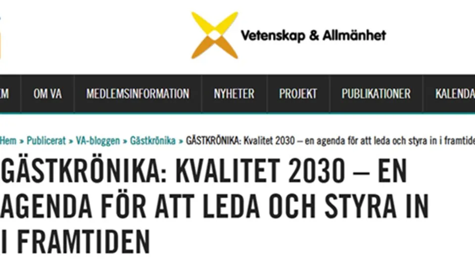 Klipp från webbsidan Vetenskap & allmänhet om gästkrönika