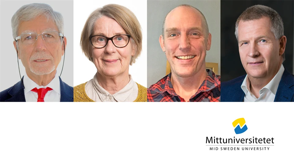 Porträttbilder av tre män och en kvinna