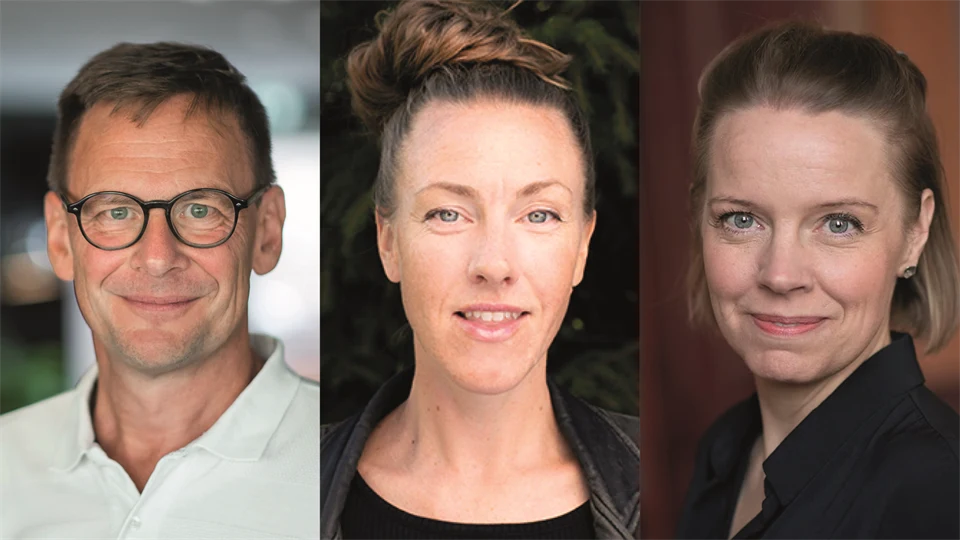 Kollage: porträttbilder av en man och två kvinnor