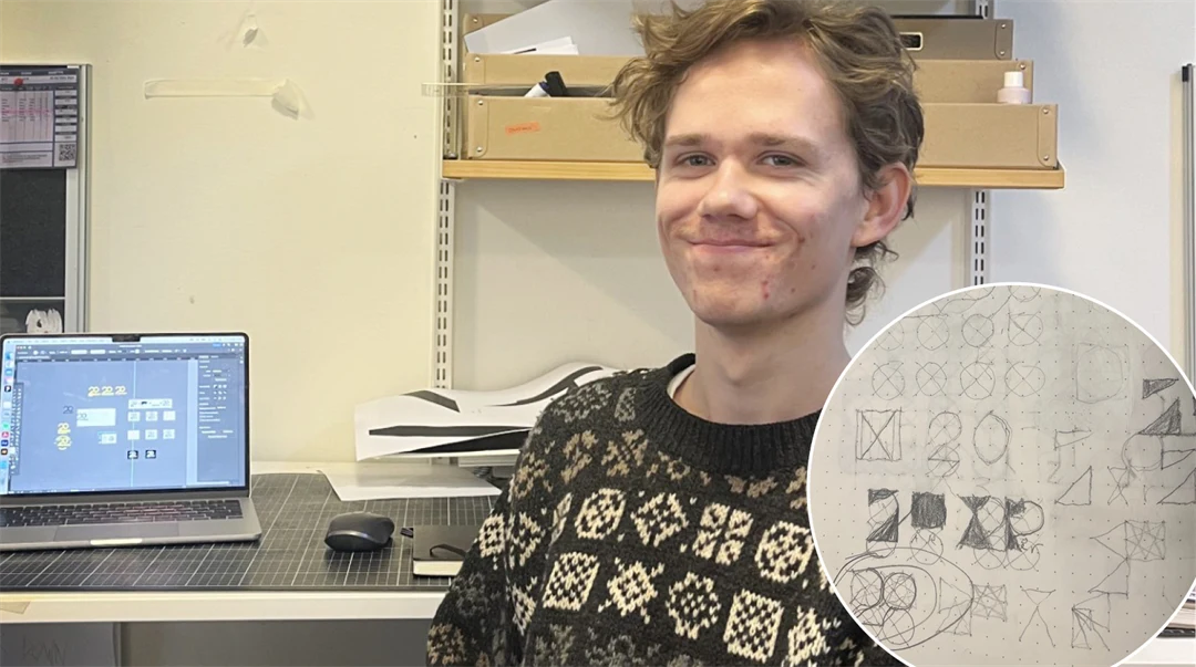 kollage av person och en logga