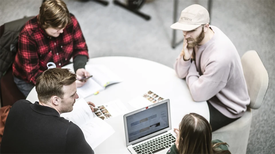 Students in a campus environment.