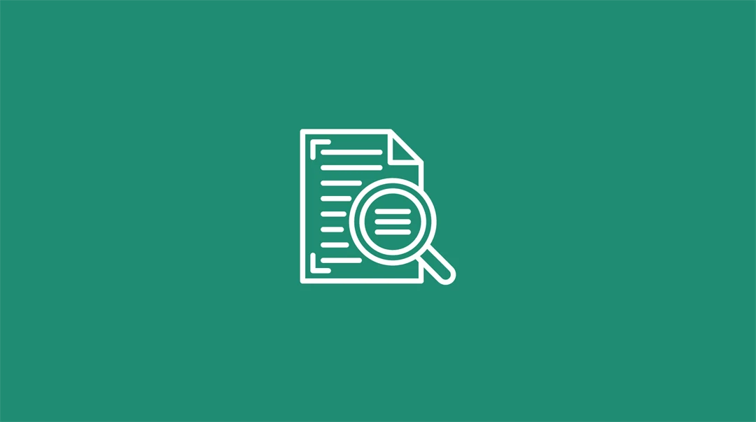 Green background an an icon with paper and magnifyer