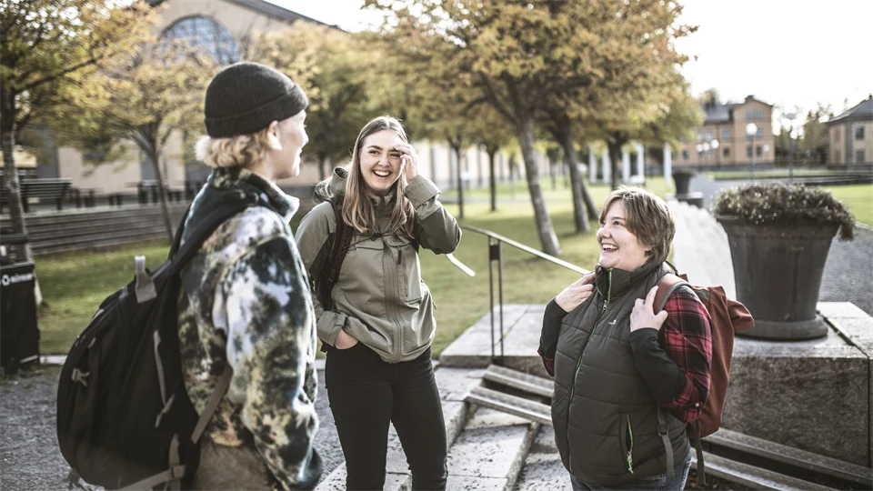Studenter i campusmiljö.