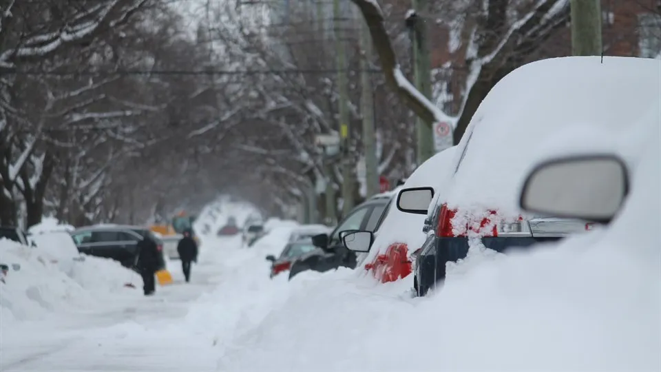 Snöoväder, snö på bilar, insnöad