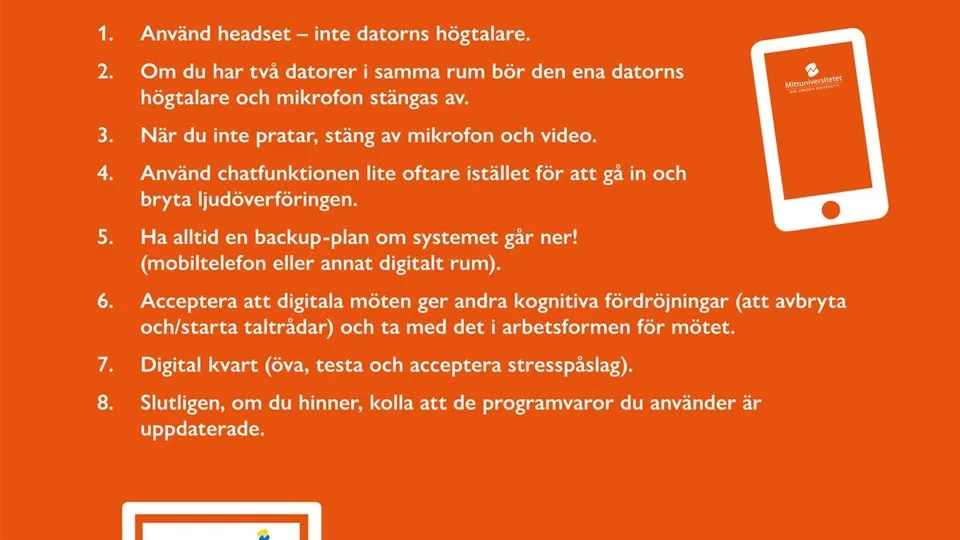 Checklista digitala möten Mittuniversitetet