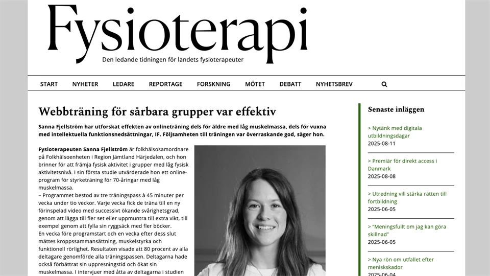 Skärmavbild från fysioterapi.se