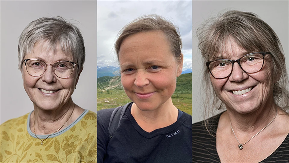 Kollage med tre kvinnor bredvid varandra.