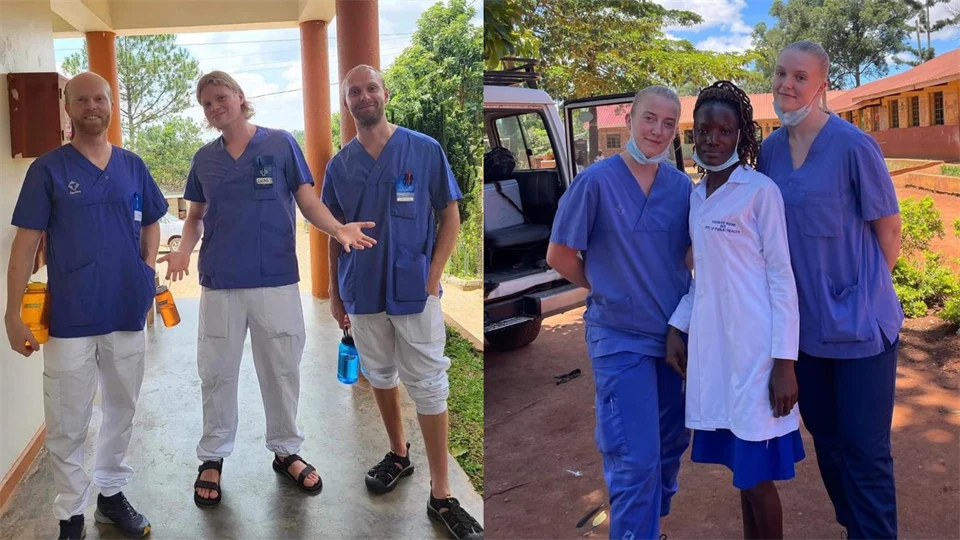 Sjuksköterskestudenter på praktik i Uganda