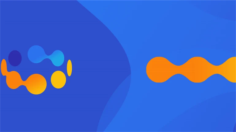 Abstract illustration in blue and orange.