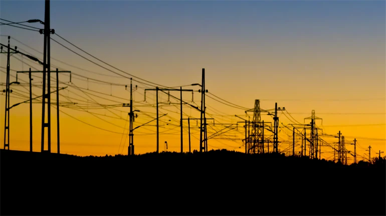 An eletric network in a sunset