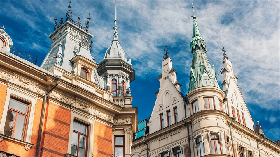  Buildings with turrets and towers.