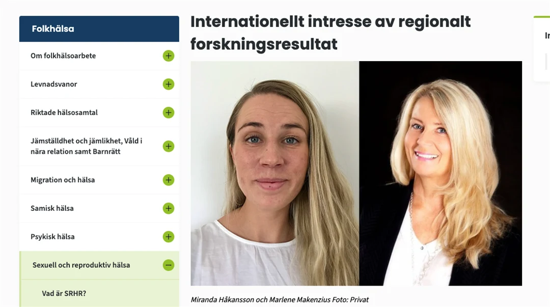 Skärmavbild på nyhet från Region Jämtland Härjedalen