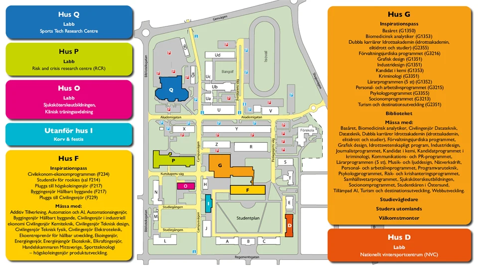 En karta över Campus Östersund
