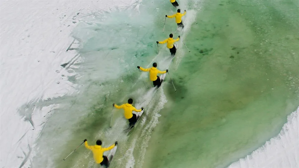 Bild tagen från tusenmetersliften i Åre i början av maj