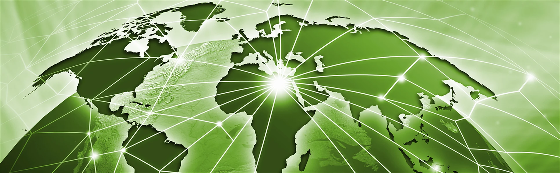 Green vivid image of globe. Globalization concept