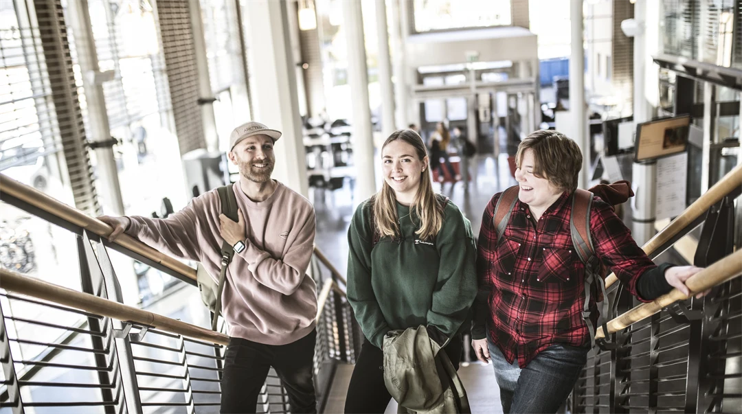 Studenter i campusmiljö.