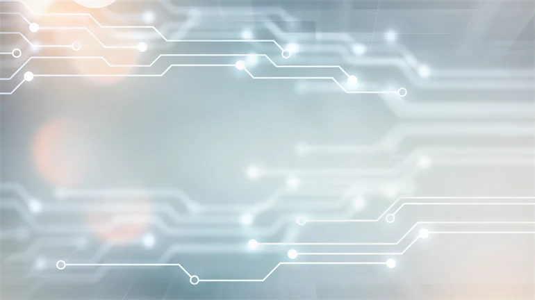 En ljusblå abstrakt bild som symboliserar teknik