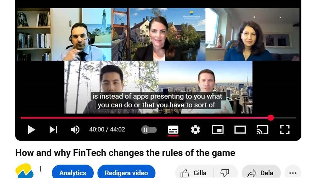 How and why FinTech changes the game rules at the ‘Mitt-vetenskapen’ series 2021