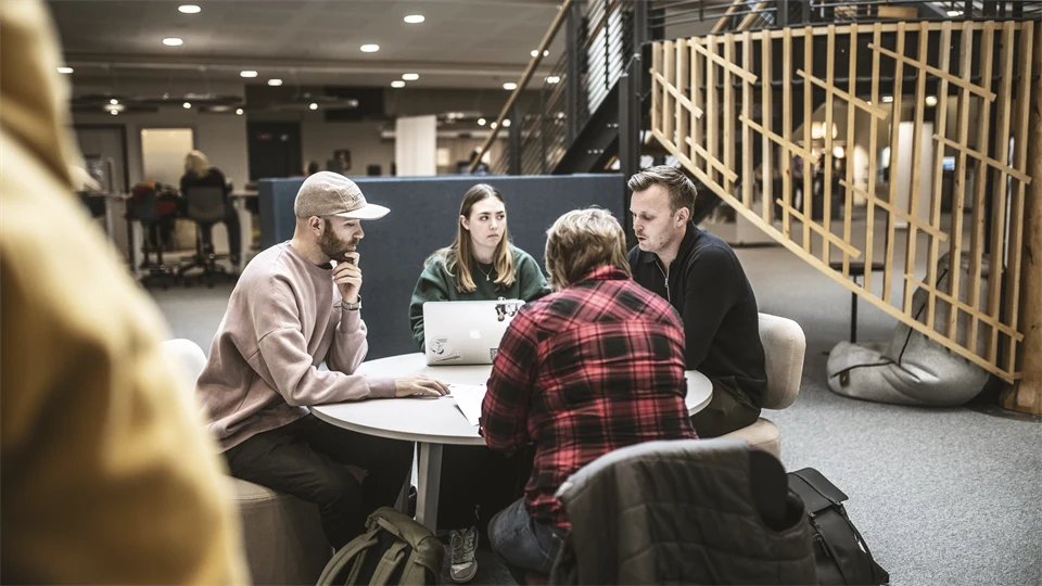 Students in a campus environment.