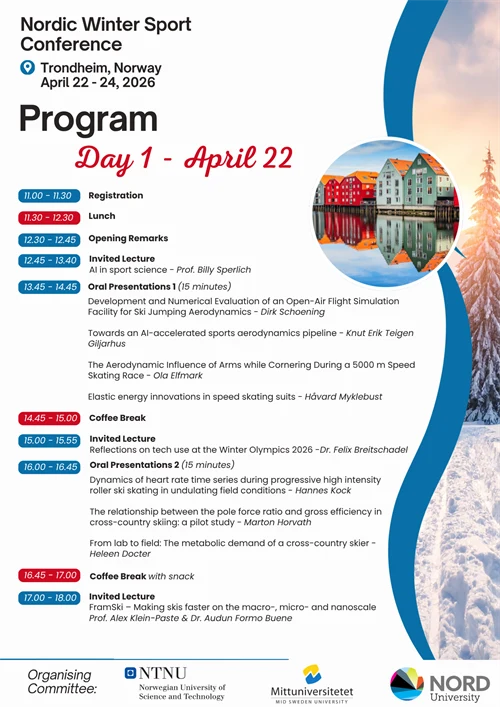 Program day 1 for Nordic Winter Sport Conference