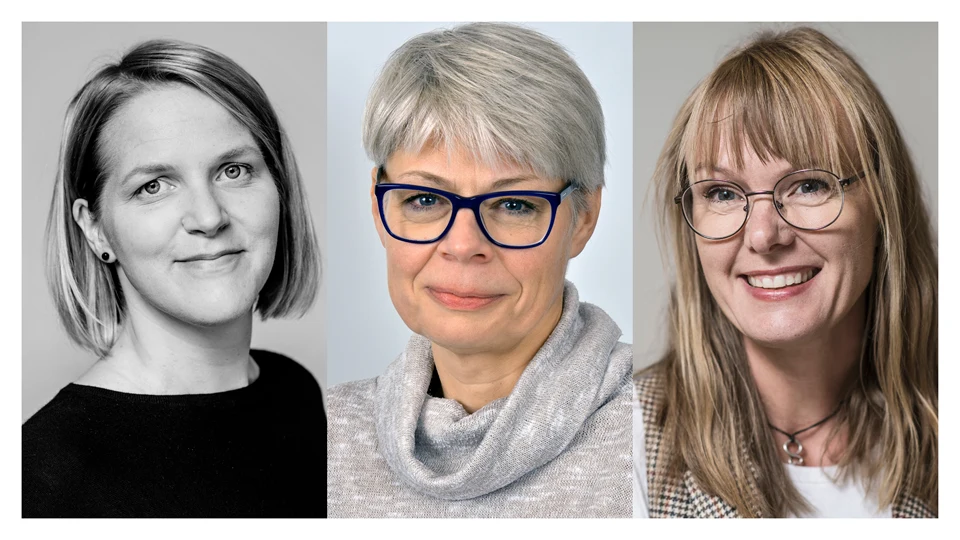 Kollage av tre kvinnliga forskare; Minna Lundgren, Ummis Jonsson och Helena Bäck