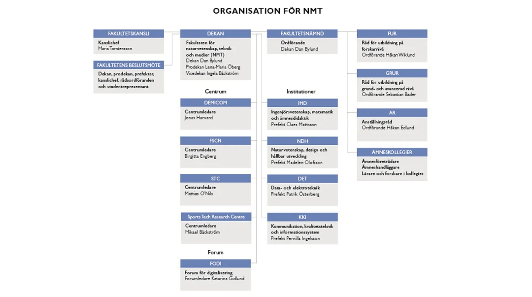 Organisationsskiss över NMT-fakulteten