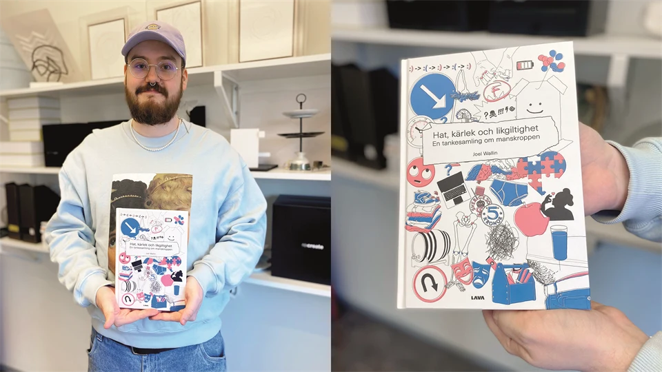 Joel Wallin, alumn på grafisk design, och hans bok