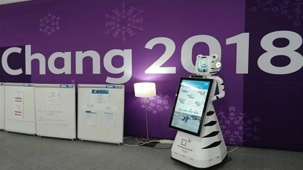 Robot på flygplatsen i Pyeongchang, vinter-OS 2018