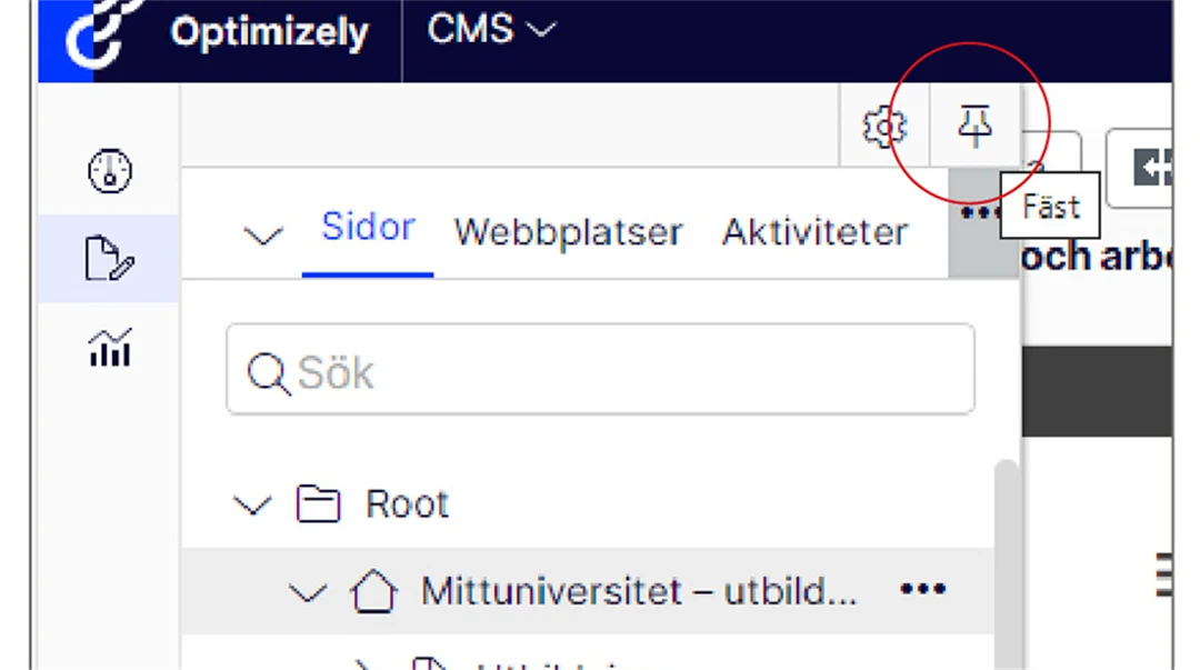 Häftstiftet för att nåla fast panelen.