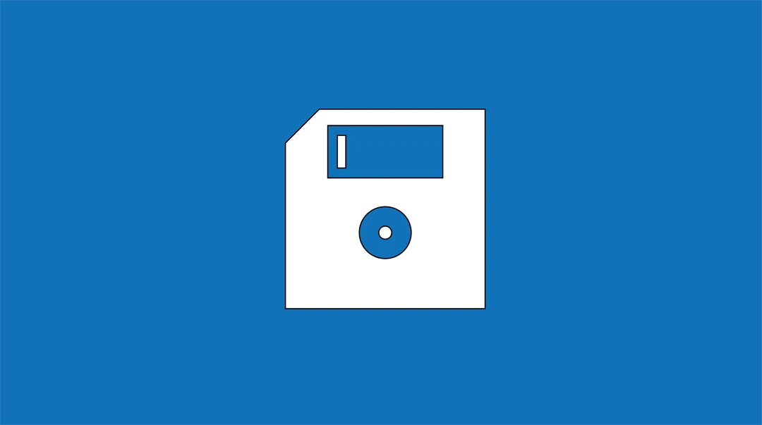 diskettikon på blå bakgrund