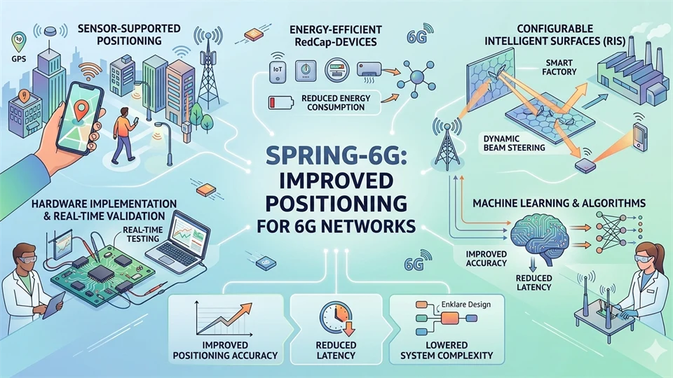 En illustrerad karta som visar positionering av 6G-nätverk