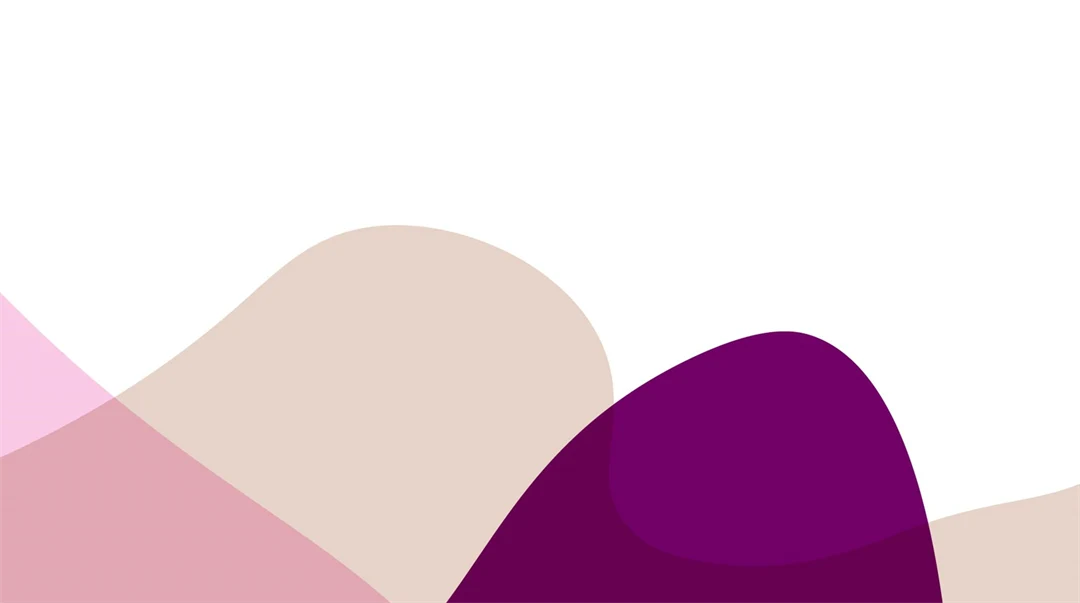 Tre organiska former i tre olika färger.