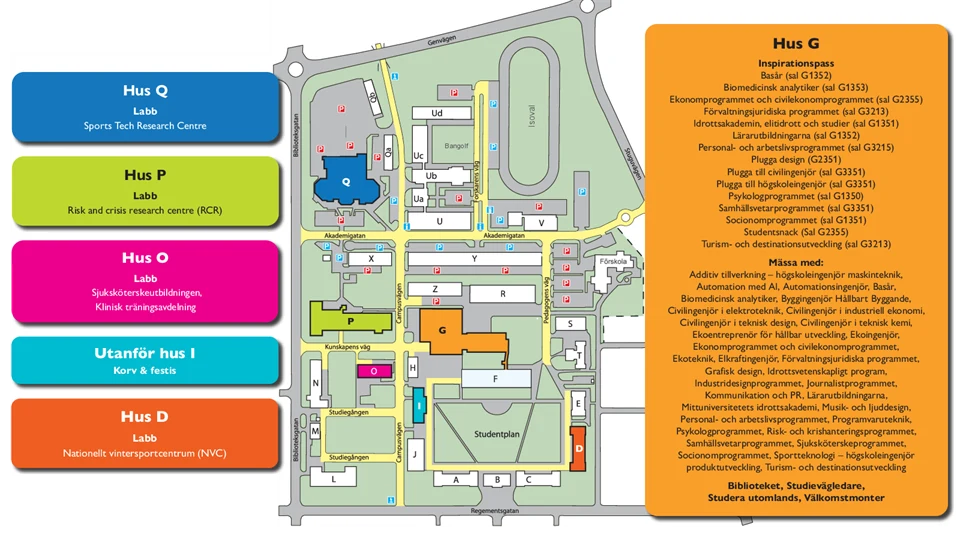 Karta över Campus Östersund på Öppet hus