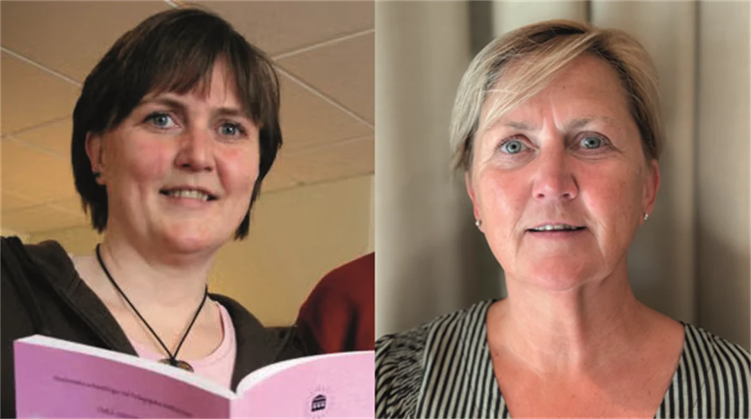 Två porträttbilder på en kvinna, den vänstra visar henne för 20 år sedan och den högra visar henne idag.