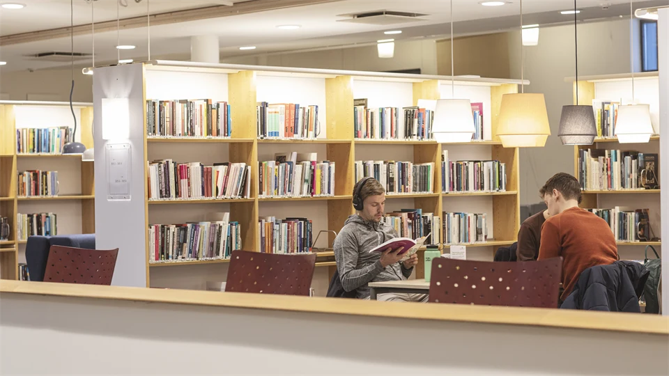 Studenter i bibliotek